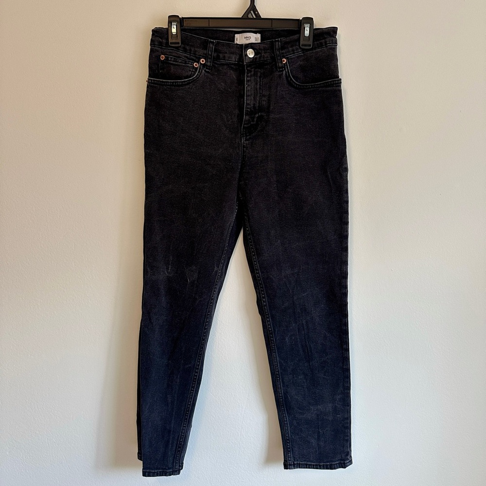 Mango Classic Black Denim Mom Jeans size 8
